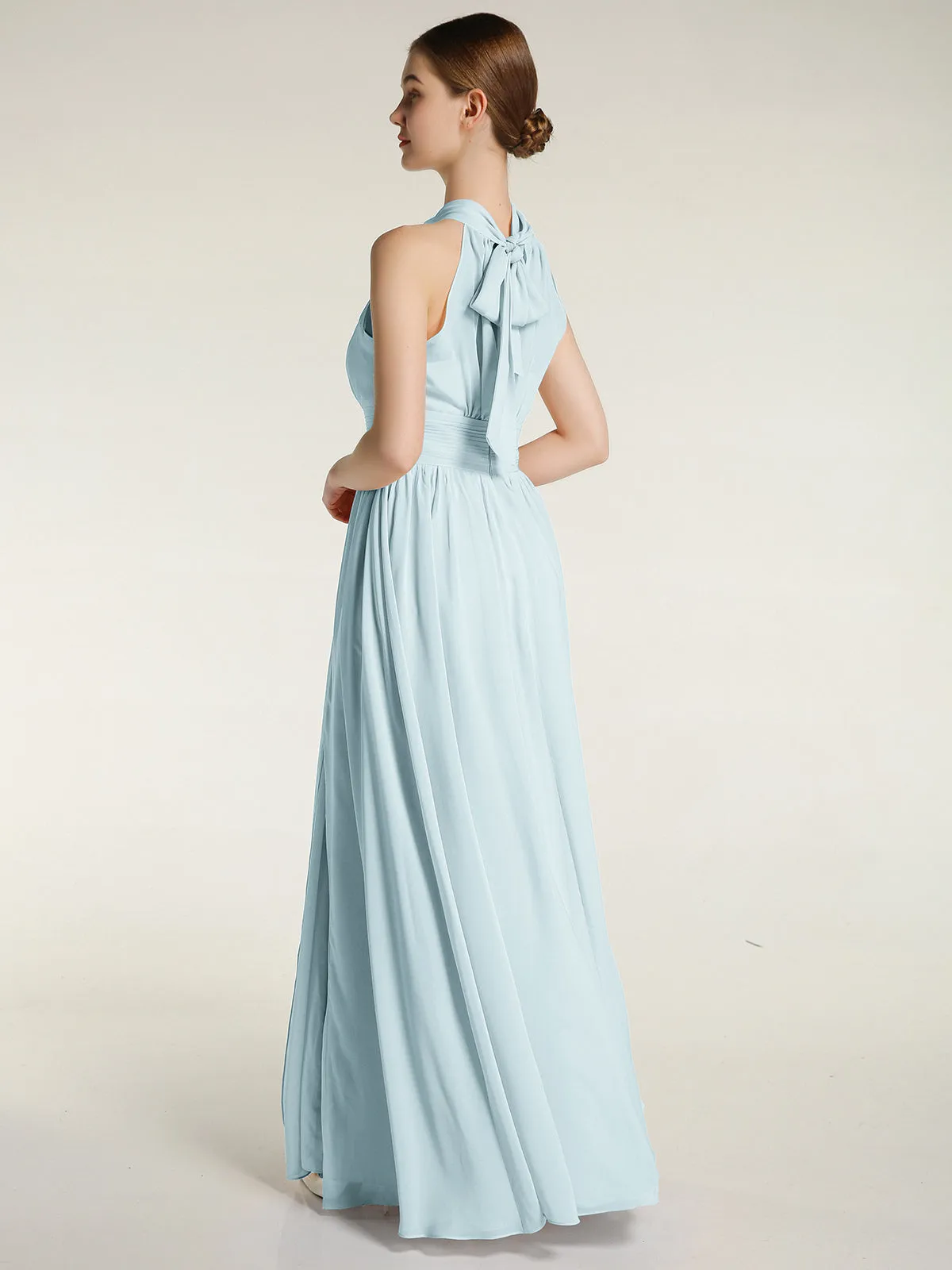High Neck Full Length Dresses with Slit Mist