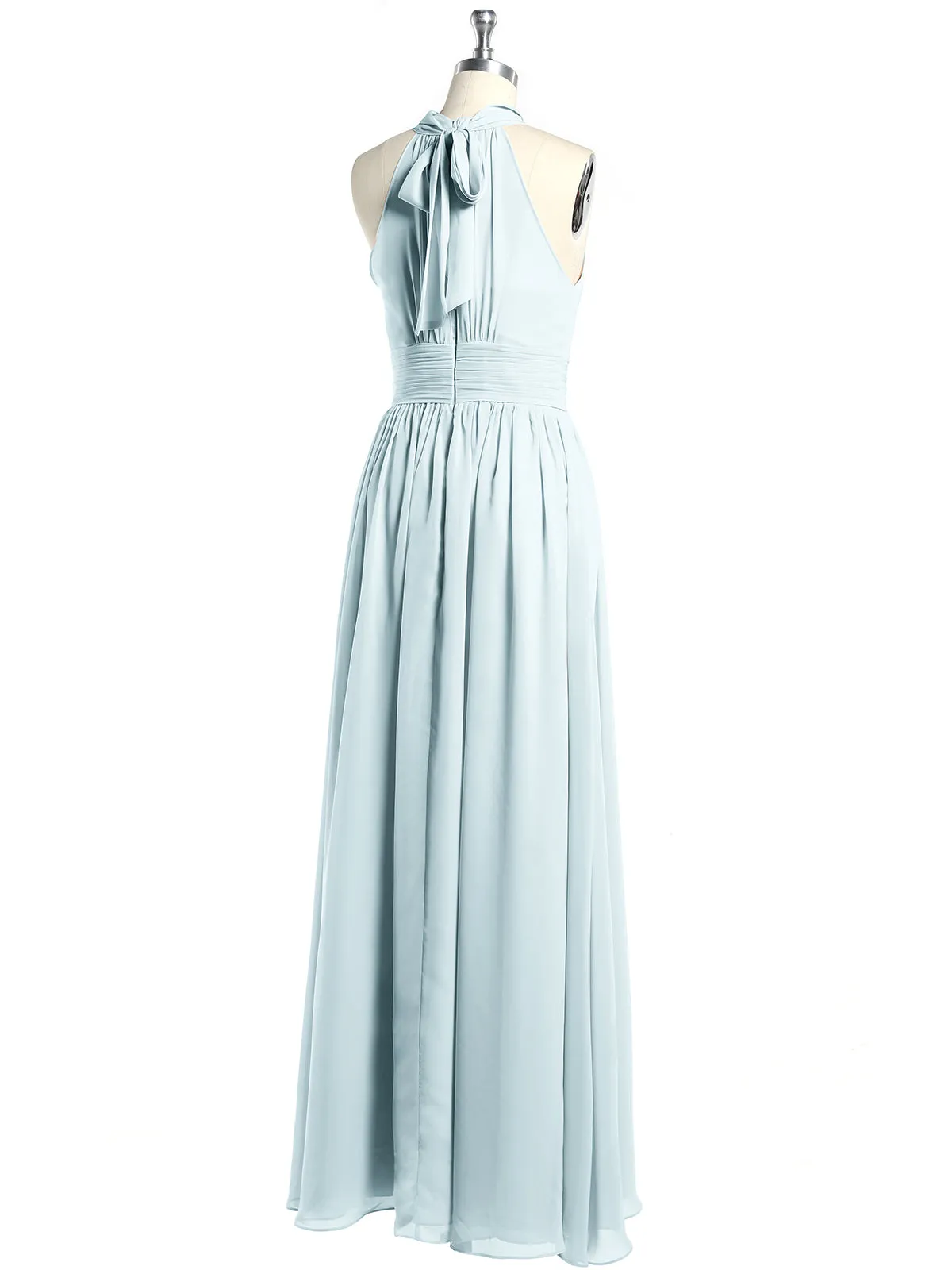 High Neck Full Length Dresses with Slit Mist
