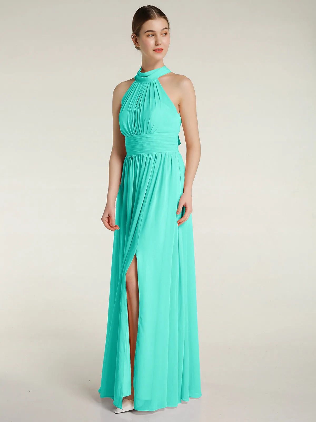 High Neck Full Length Dresses with Slit Spa Plus Size