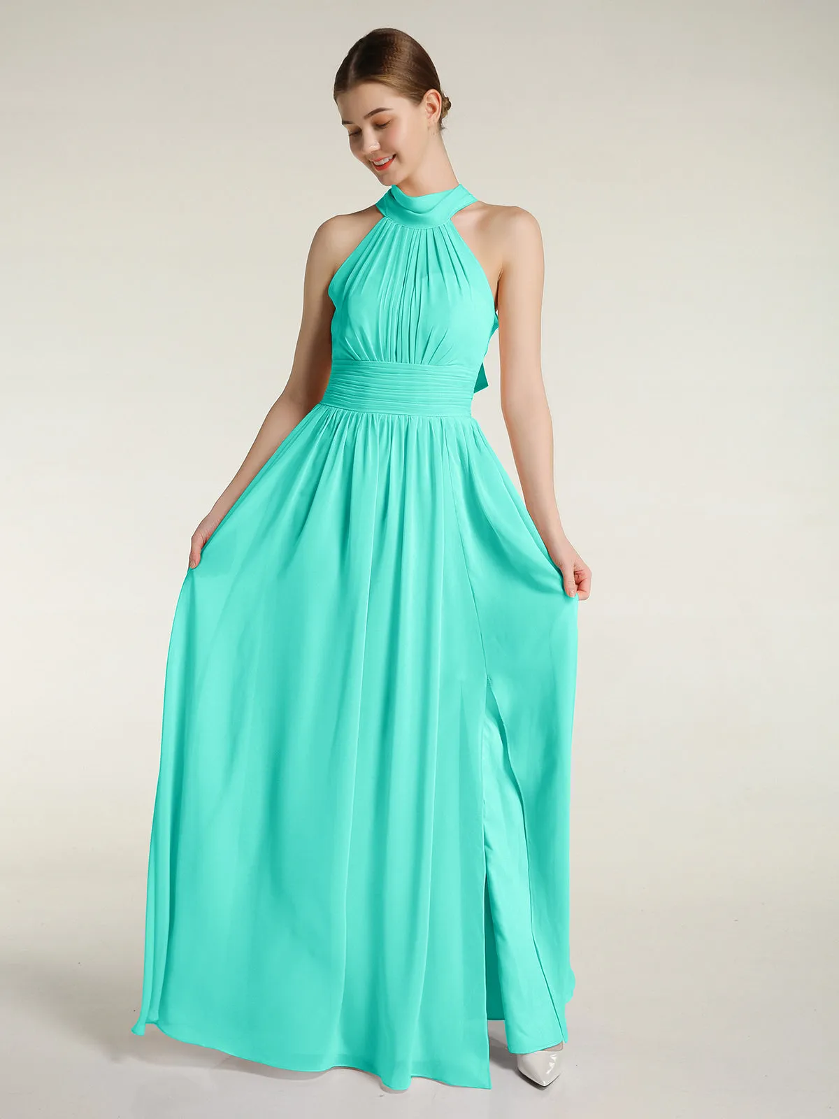 High Neck Full Length Dresses with Slit Spa Plus Size