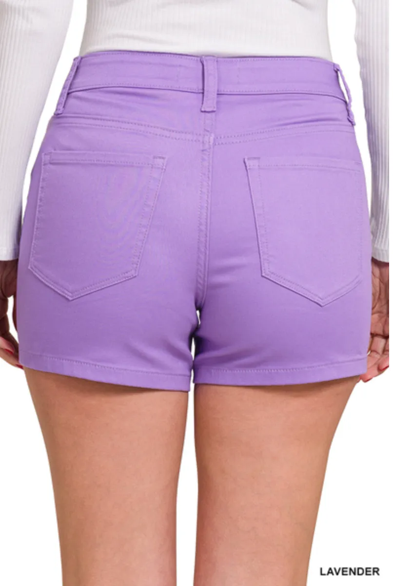 High Rise Color Jean Shorts In 3 Colors