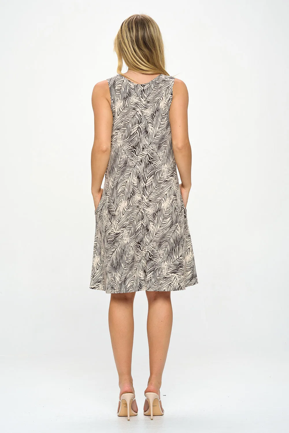 HIT V-Neck Bias Pocket Tank Dress-7088HT-TRP1-K-W422
