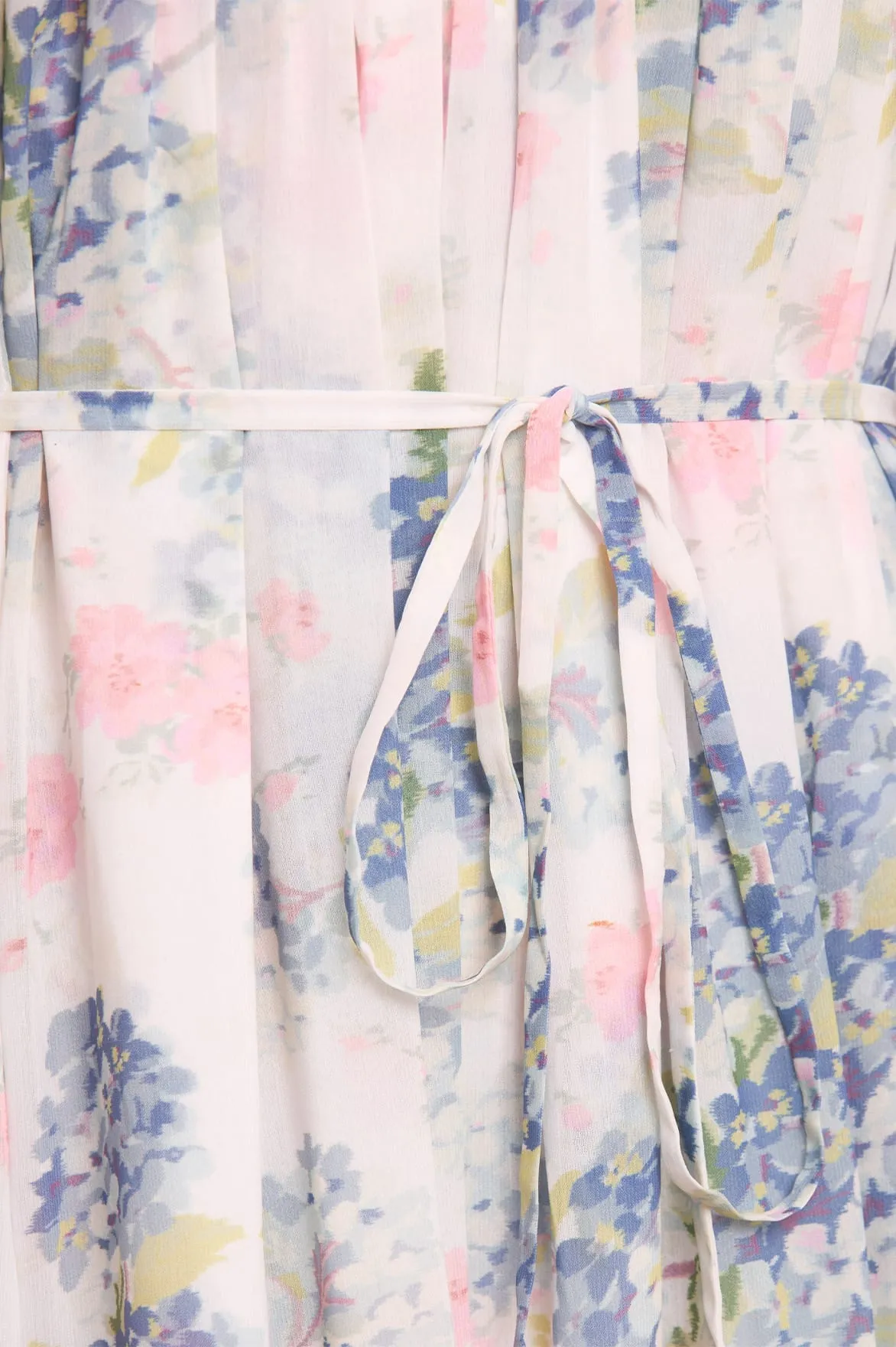 Hydrangea Chiffon Off-Shoulder Ankle Gown