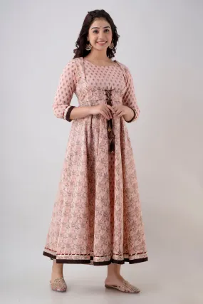 Jaipurite Anarkali Printed Double Layred Long Gown