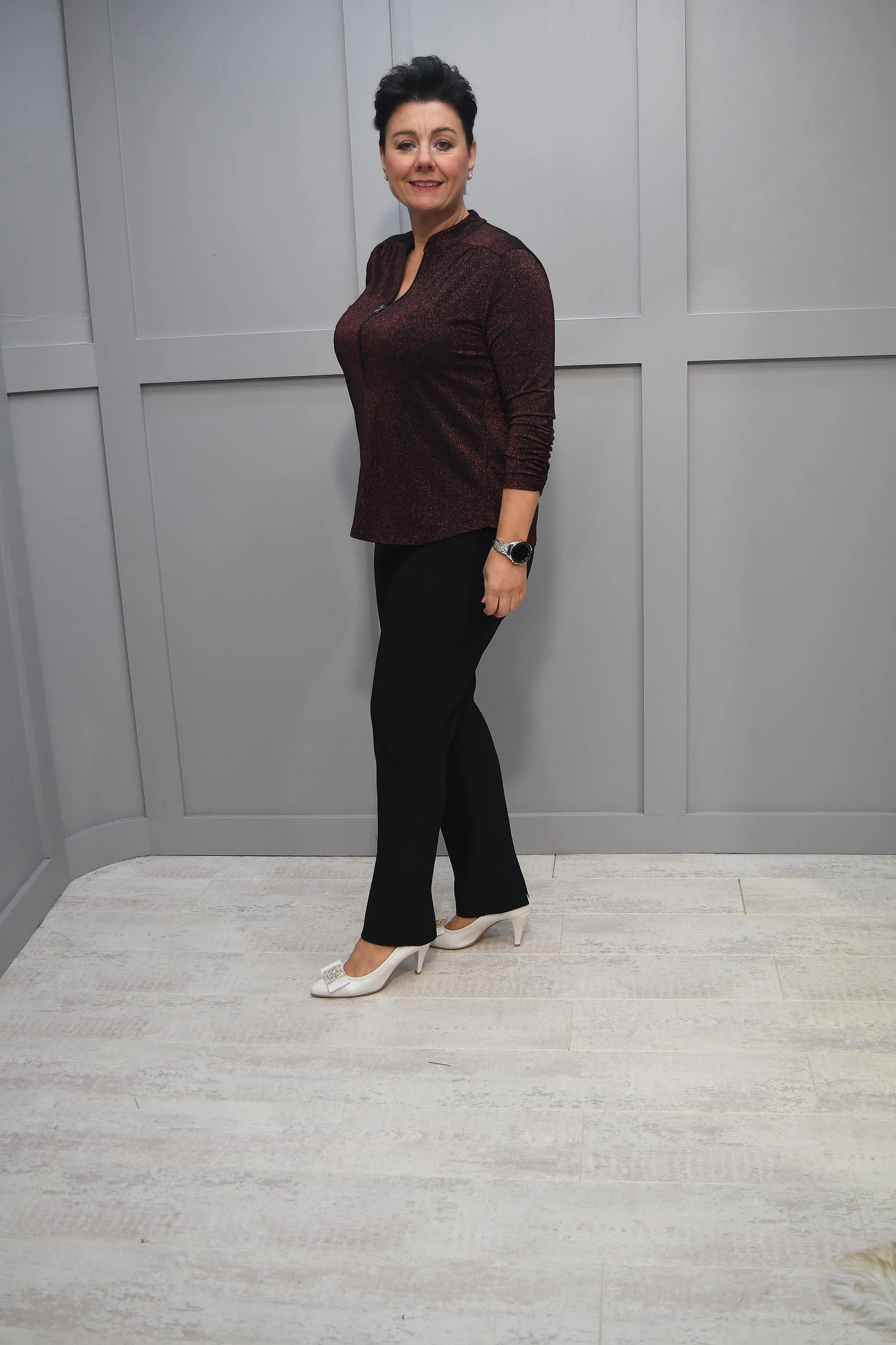 Kate & Pippa Bronze Sparkle Top With Zip - Lila