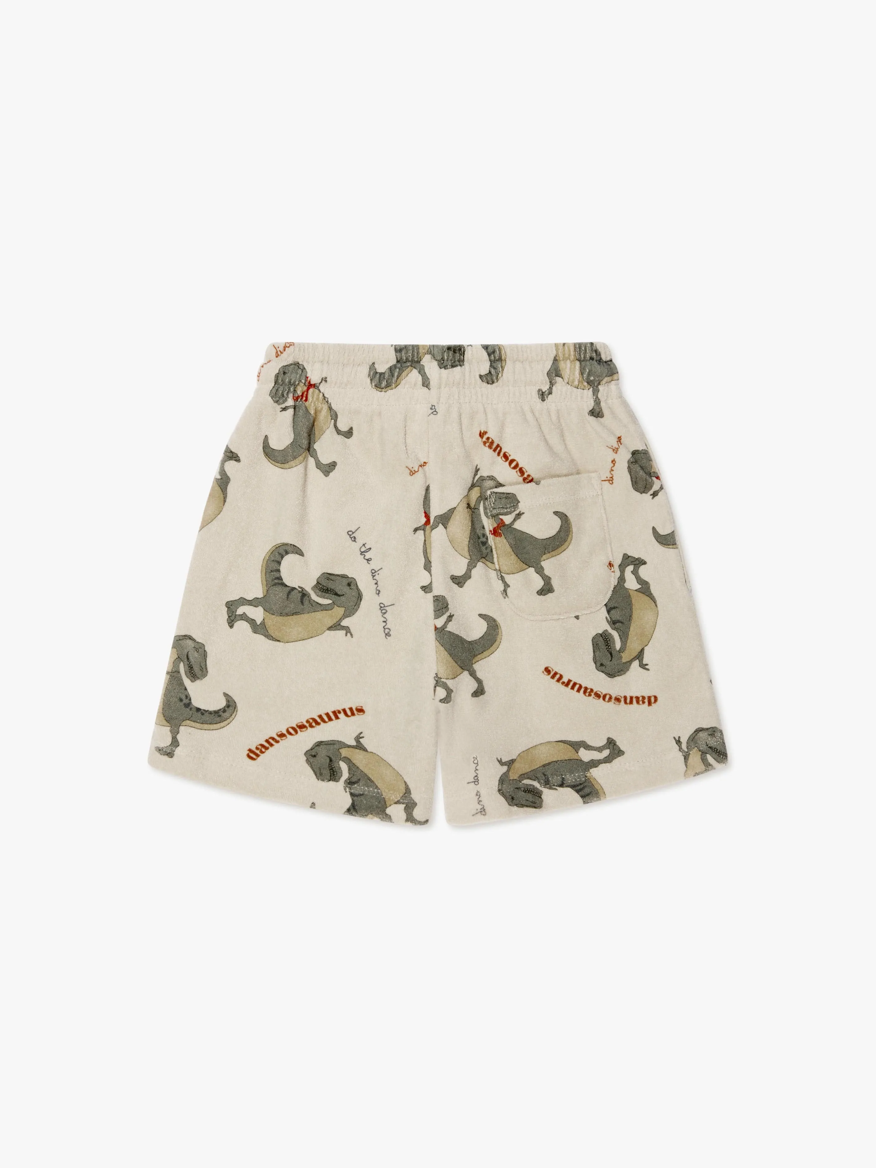 Konges Slojd Boys Organic Cotton Itty Dinosaur Shorts in Cream