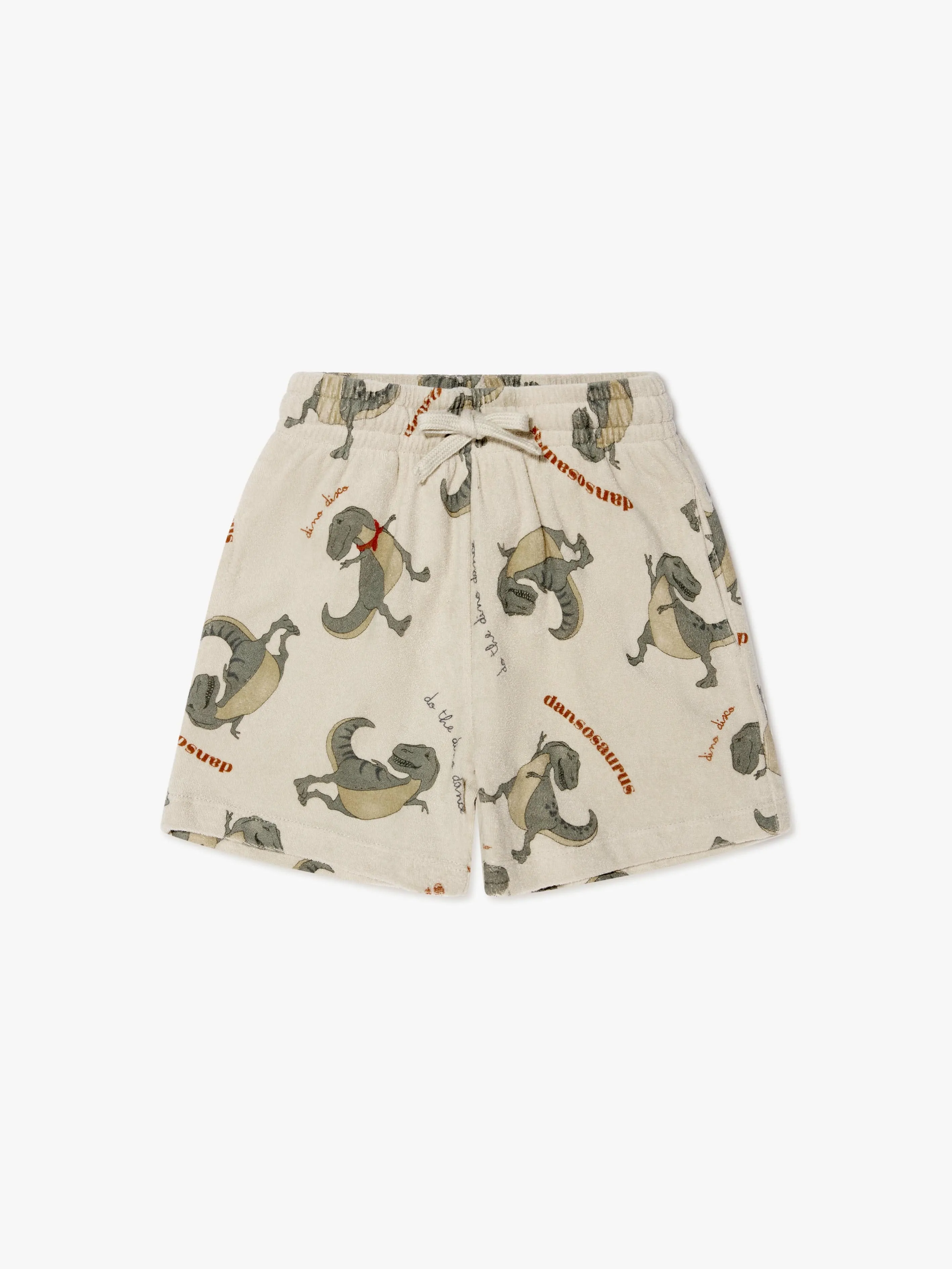 Konges Slojd Boys Organic Cotton Itty Dinosaur Shorts in Cream
