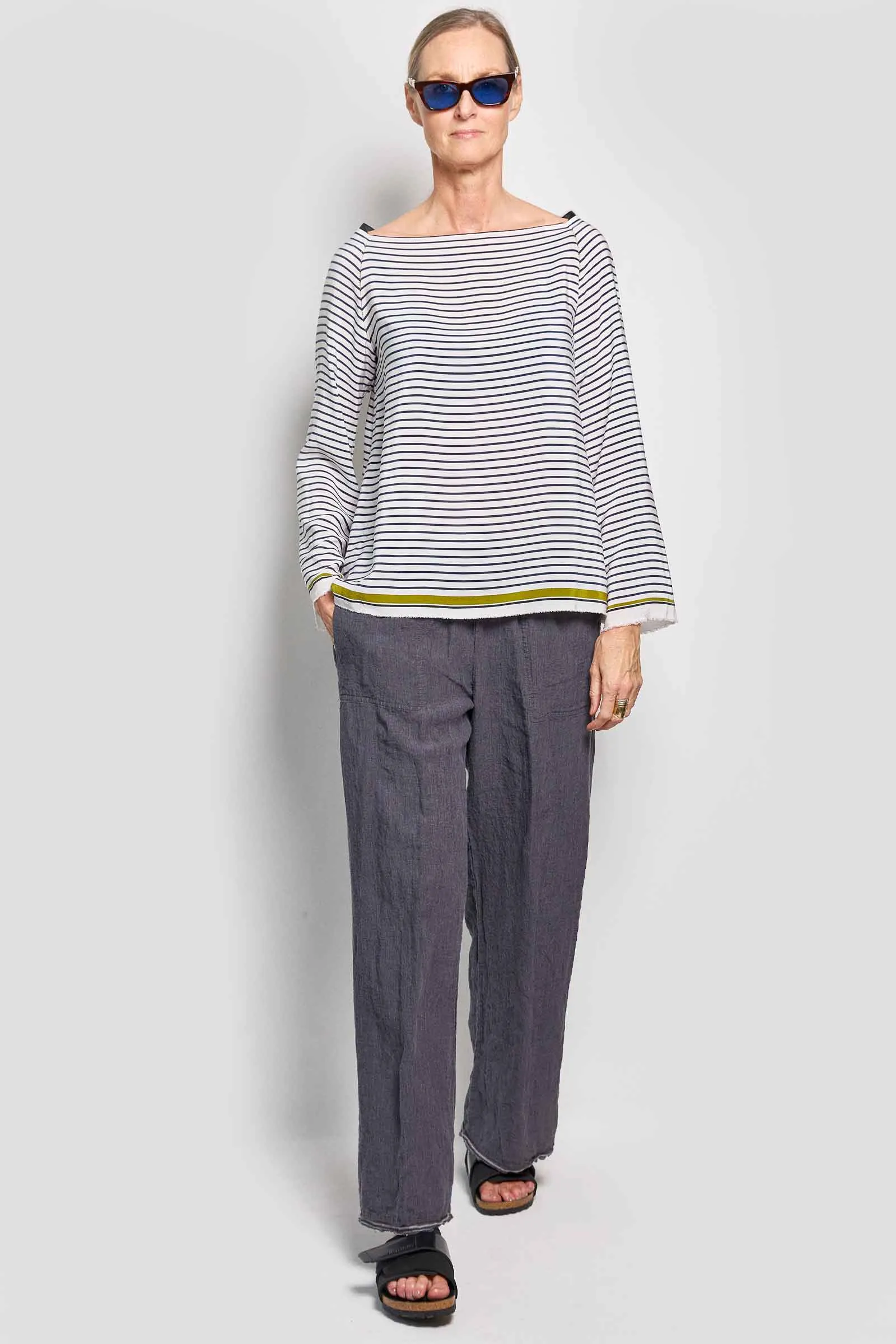 lee navy stripe silk top
