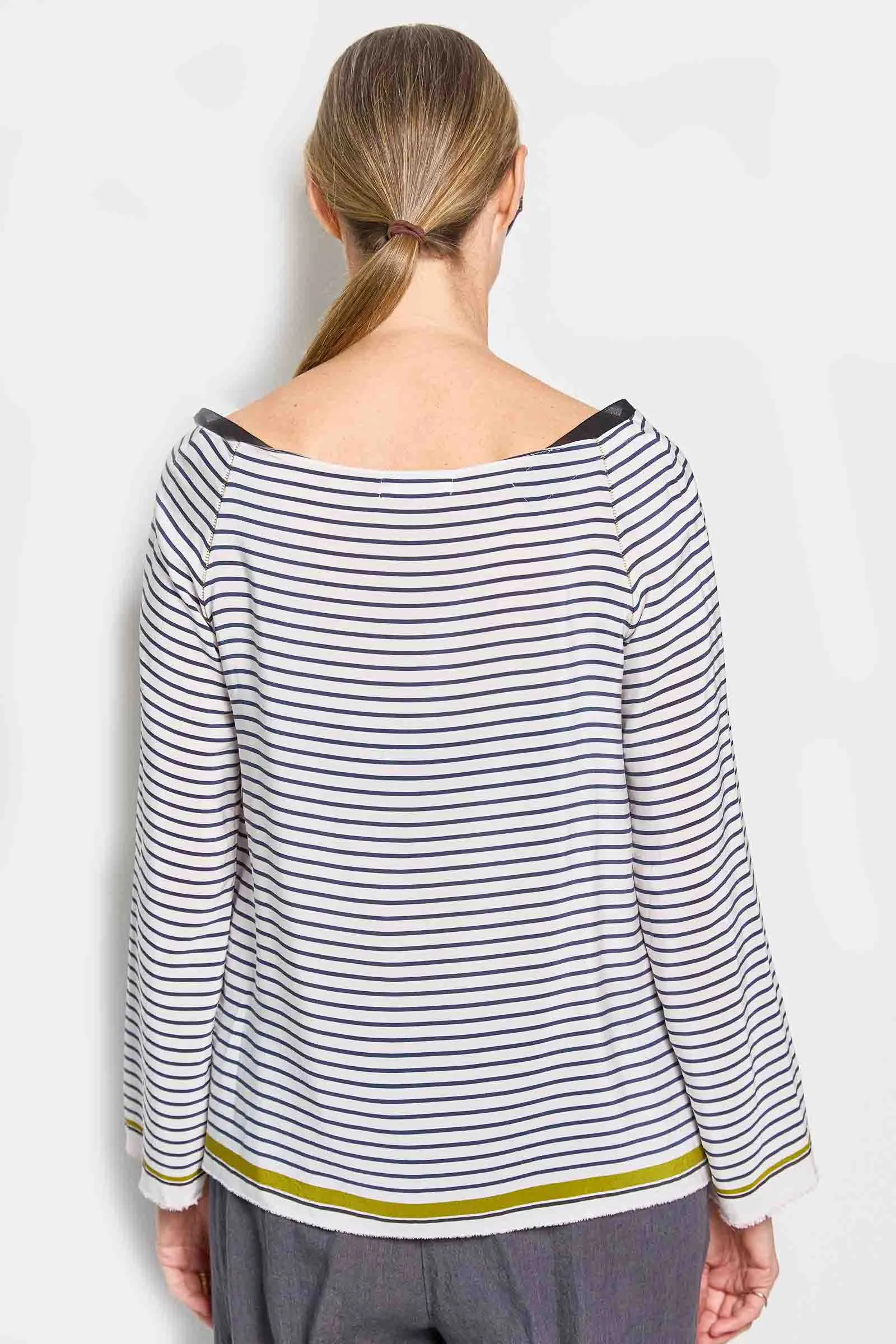 lee navy stripe silk top