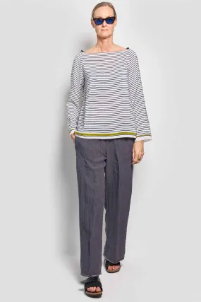 lee navy stripe silk top