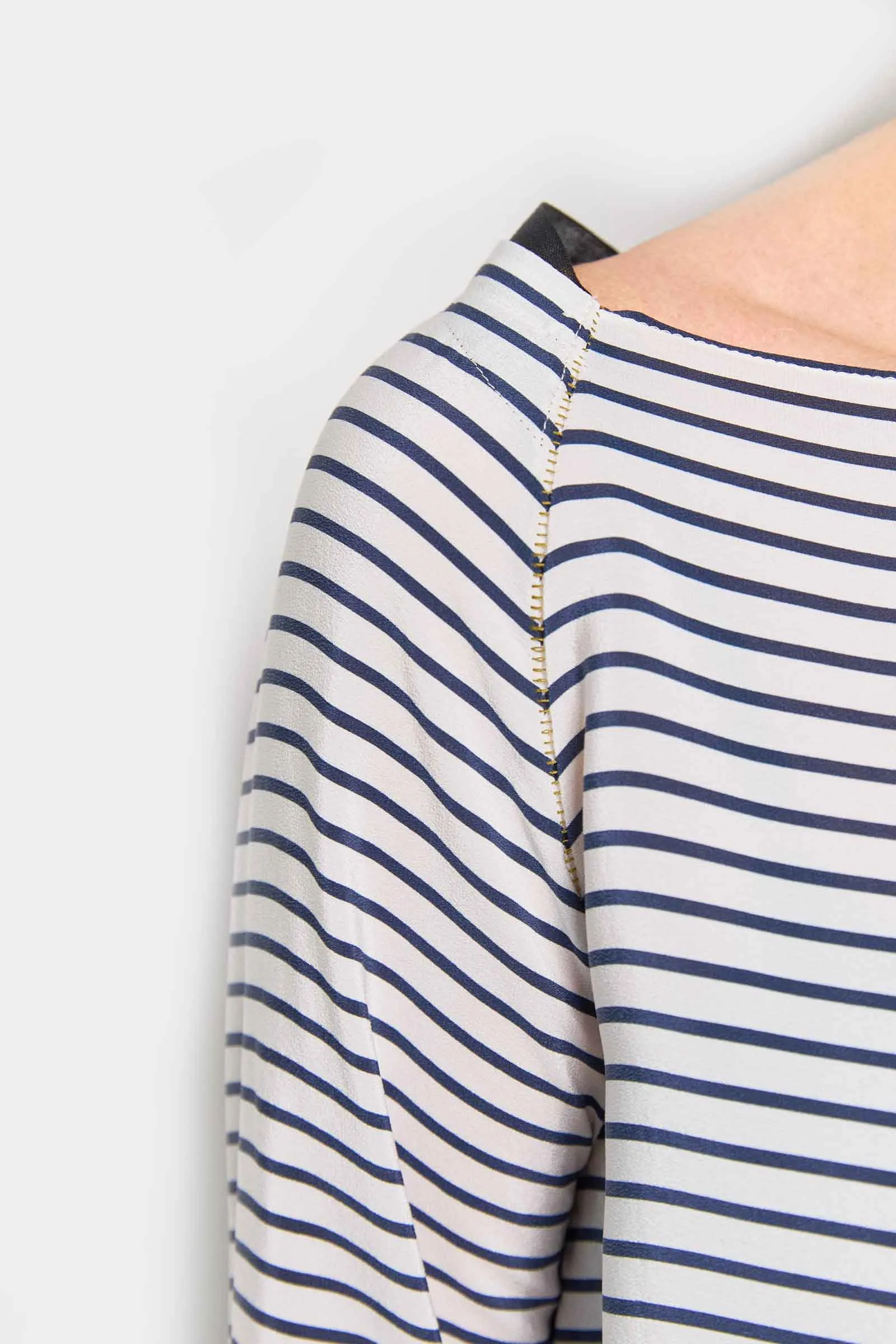 lee navy stripe silk top
