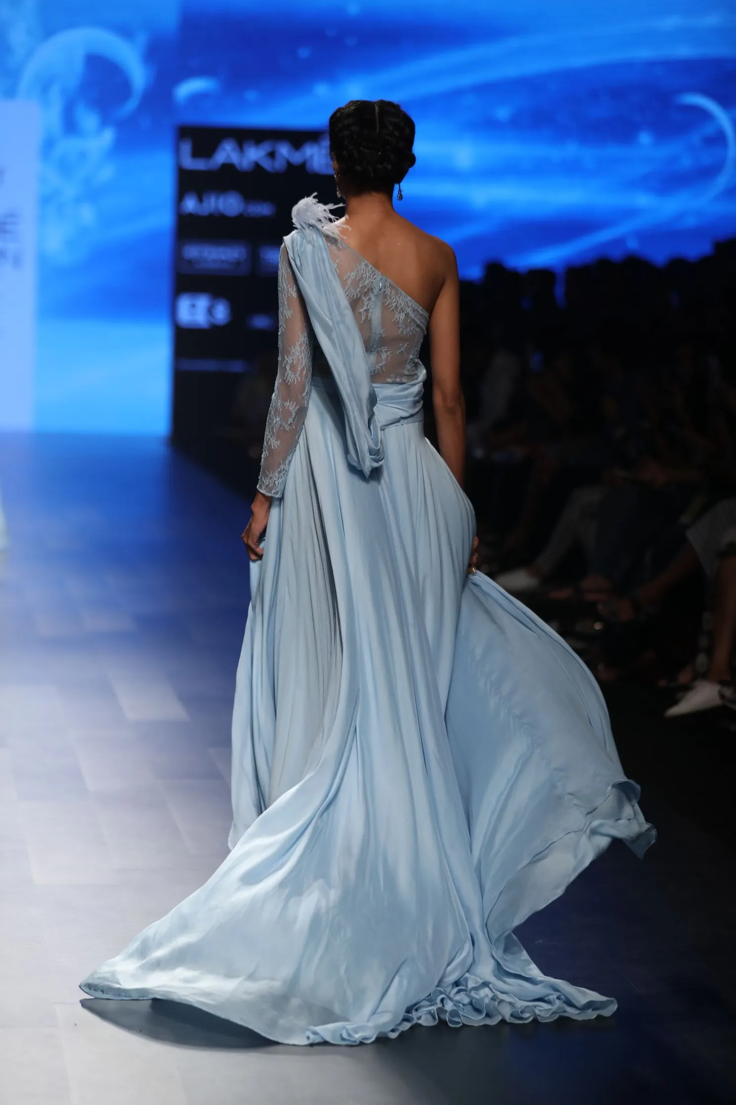 Light Blue Chiffon Saree Gown