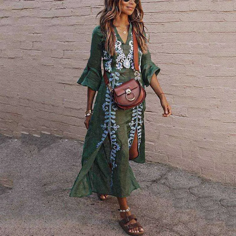 Long Print  Boho Summer Plus Size Dress