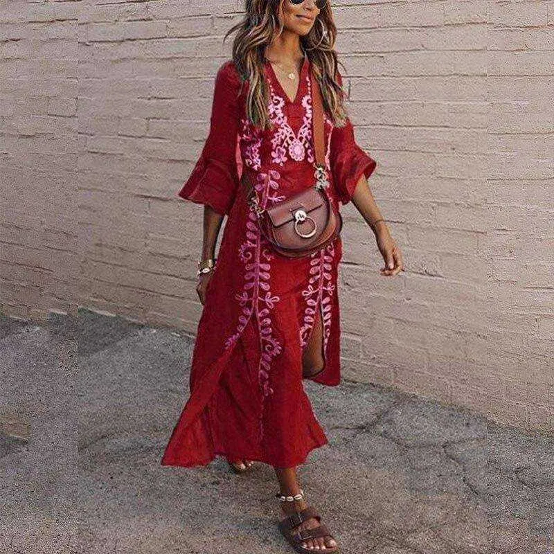 Long Print  Boho Summer Plus Size Dress