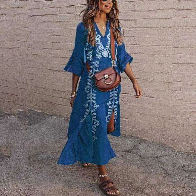 Long Print  Boho Summer Plus Size Dress