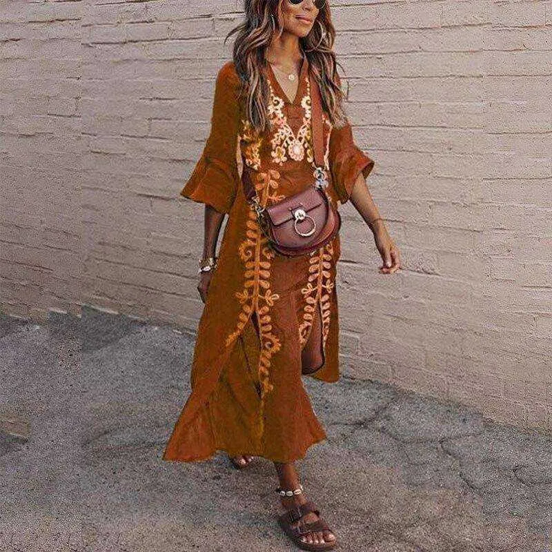 Long Print  Boho Summer Plus Size Dress