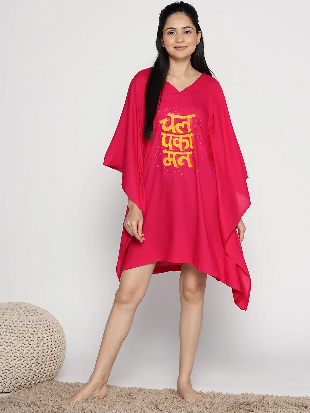 Magenta Rayon Kaftan - Paka mat yaar