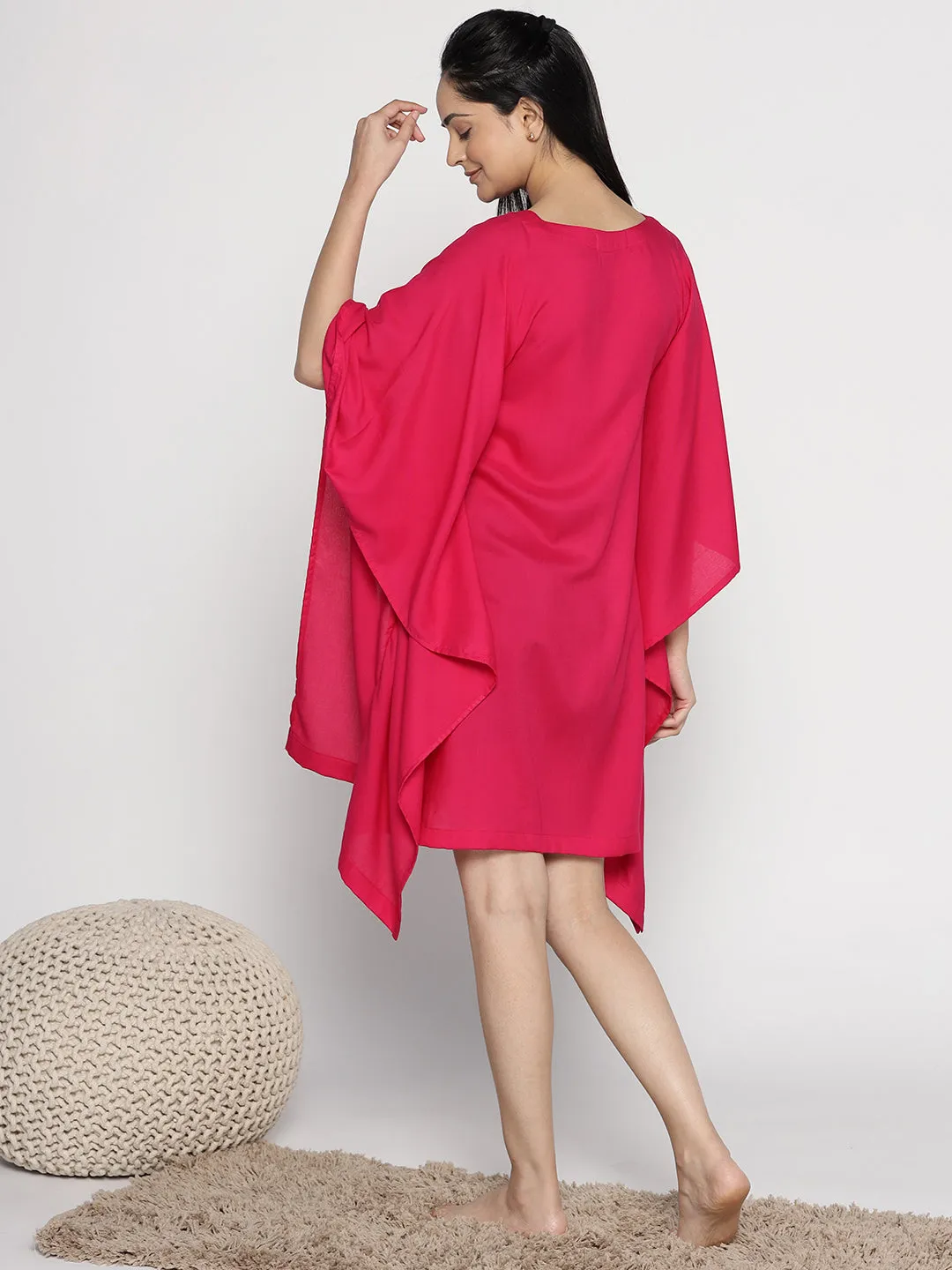 Magenta Rayon Kaftan - Paka mat yaar