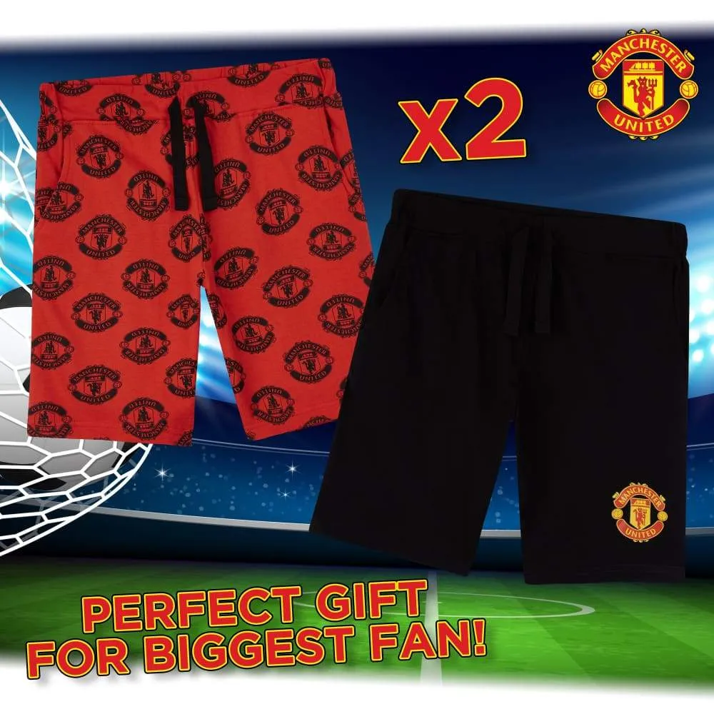 Manchester United F.C. Boys Shorts, 2 Pack for Boys Teenagers