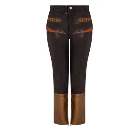 Manon LEATHER SPLICED TROUSER - BLACK