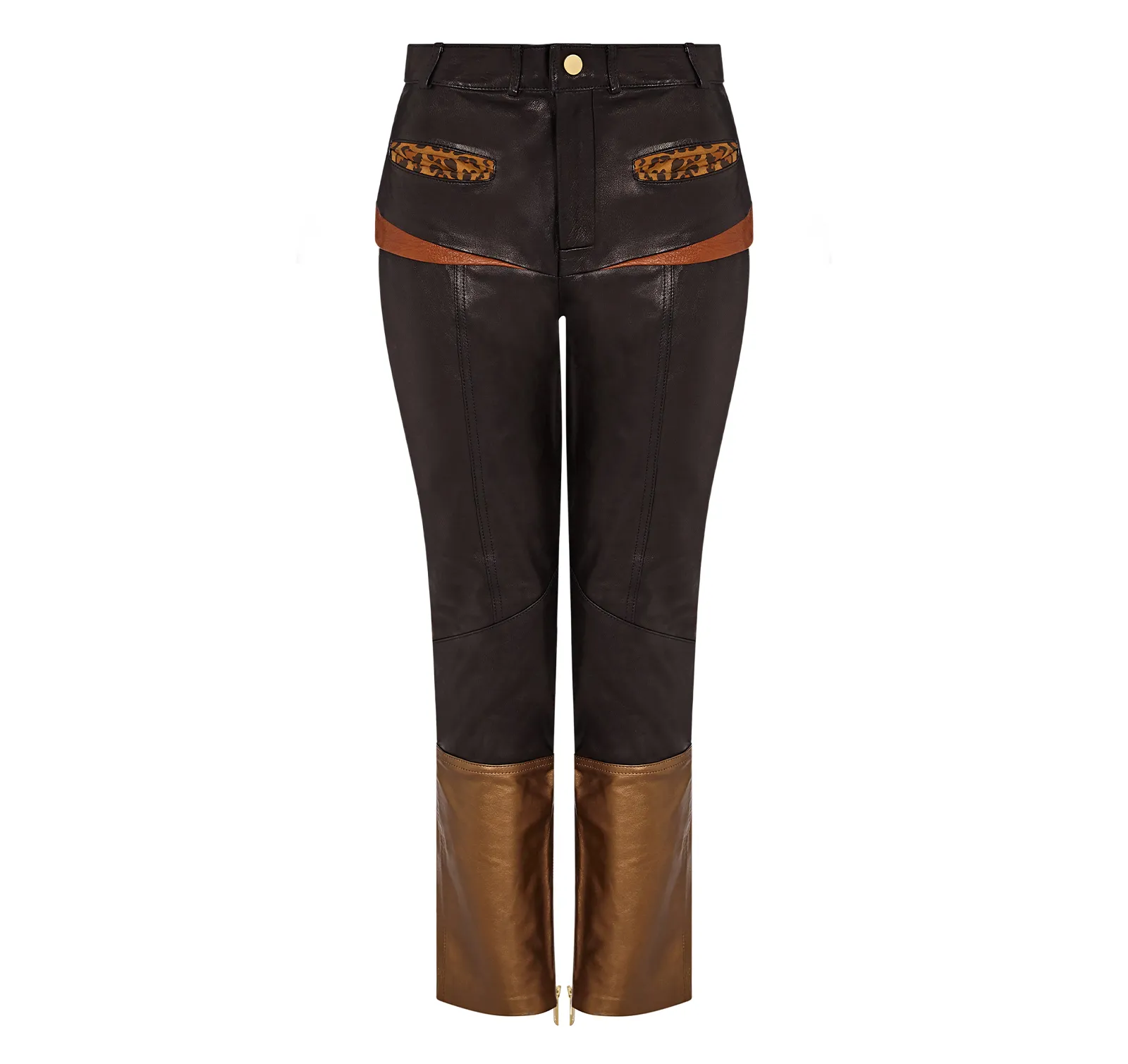 Manon LEATHER SPLICED TROUSER - BLACK