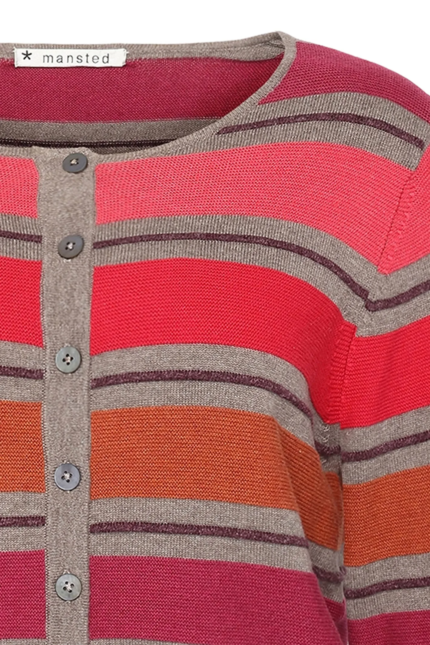 Mansted Cardigan Delia Rust Pink Stripe
