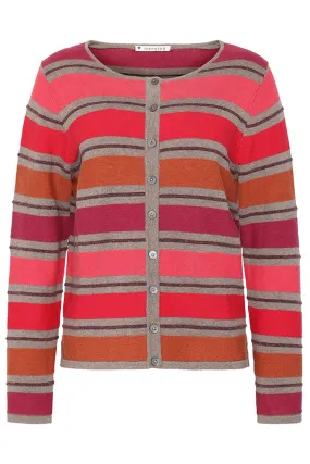 Mansted Cardigan Delia Rust Pink Stripe