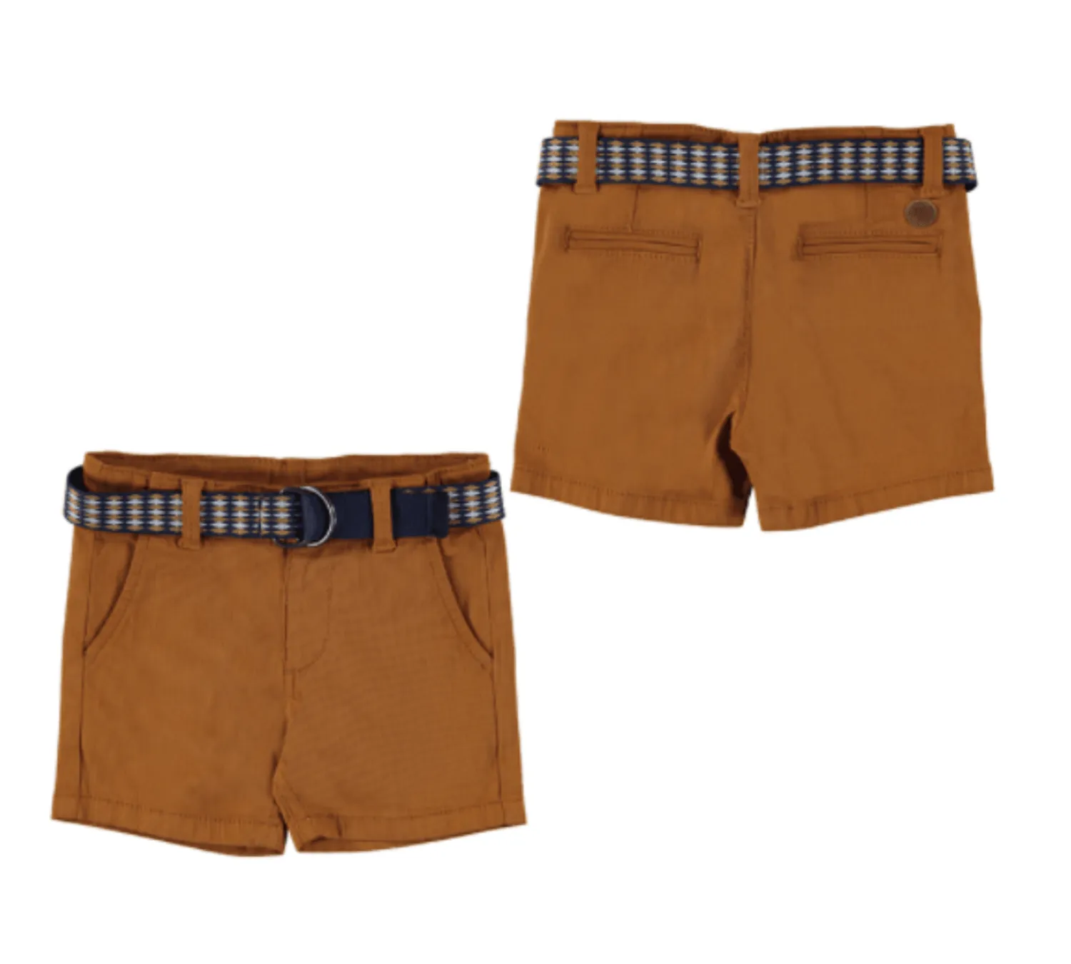 Mayoral Baby and Toddler Boy Biscuit Color Pique shorts With Belt