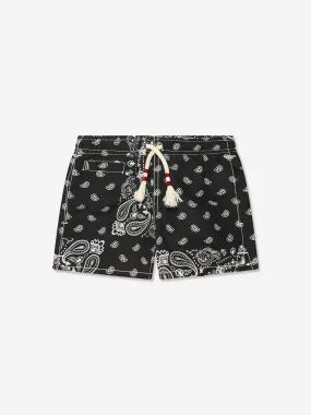 MC2 Saint Barth Boys Foulard Print Swim Shorts in Black