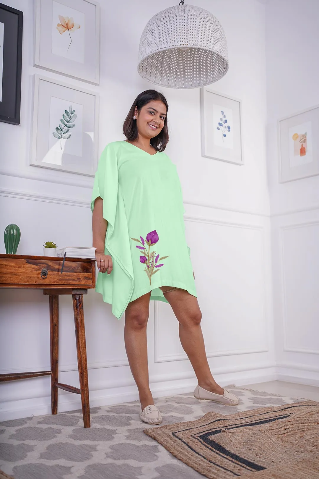 Mint Rayon Kaftan - Lilac Dreams
