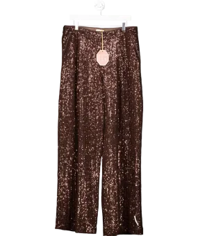 Monsoon X Sarah Corbett-winder Wide Leg Sequin Trousers Bronze UK 18
