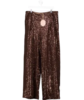 Monsoon X Sarah Corbett-winder Wide Leg Sequin Trousers Bronze UK 20