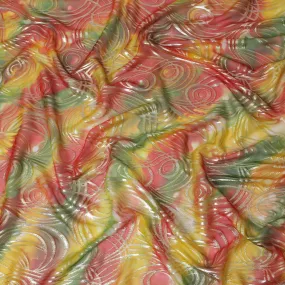 Multicolor premium pure silk chiffon fabric with gold metallic lurex in abstract design-D14082