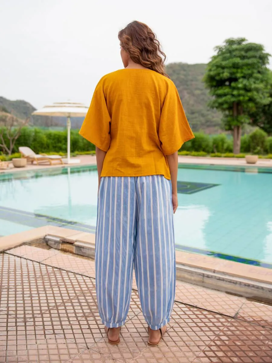 Mustard Cotton Slub Short Top