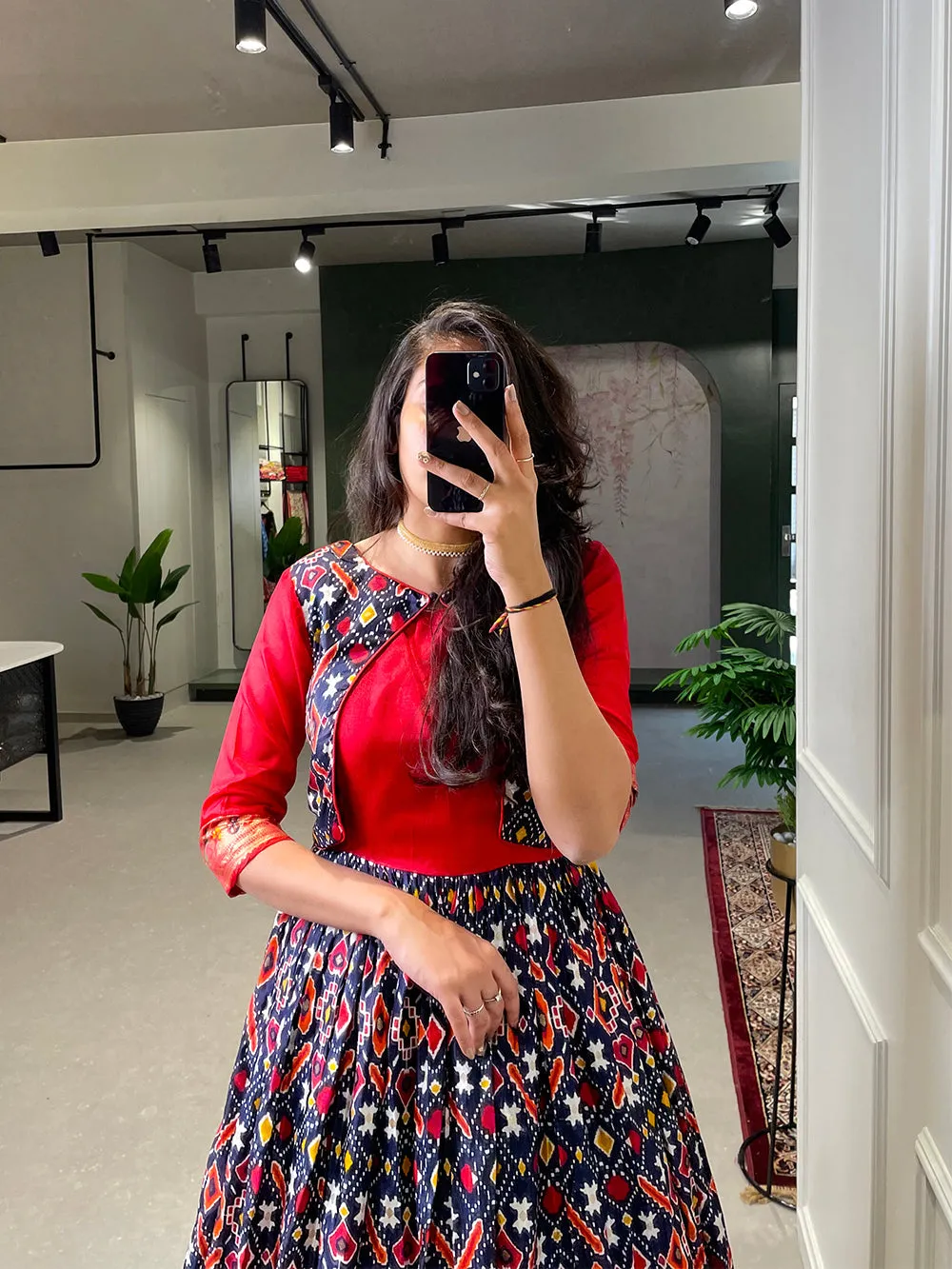 Navy blue Color Patola Paithani Printed And Foil Printed Silk Gown