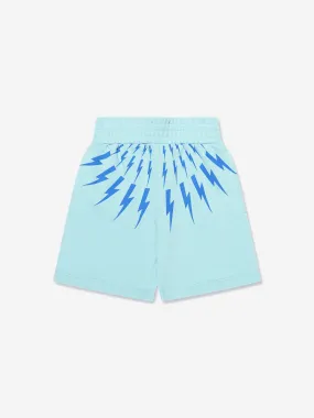 Neil Barrett Boys Thunderbolt Shorts in Aquamarine
