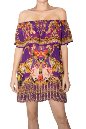 Off Shoulder Short Purple Dress