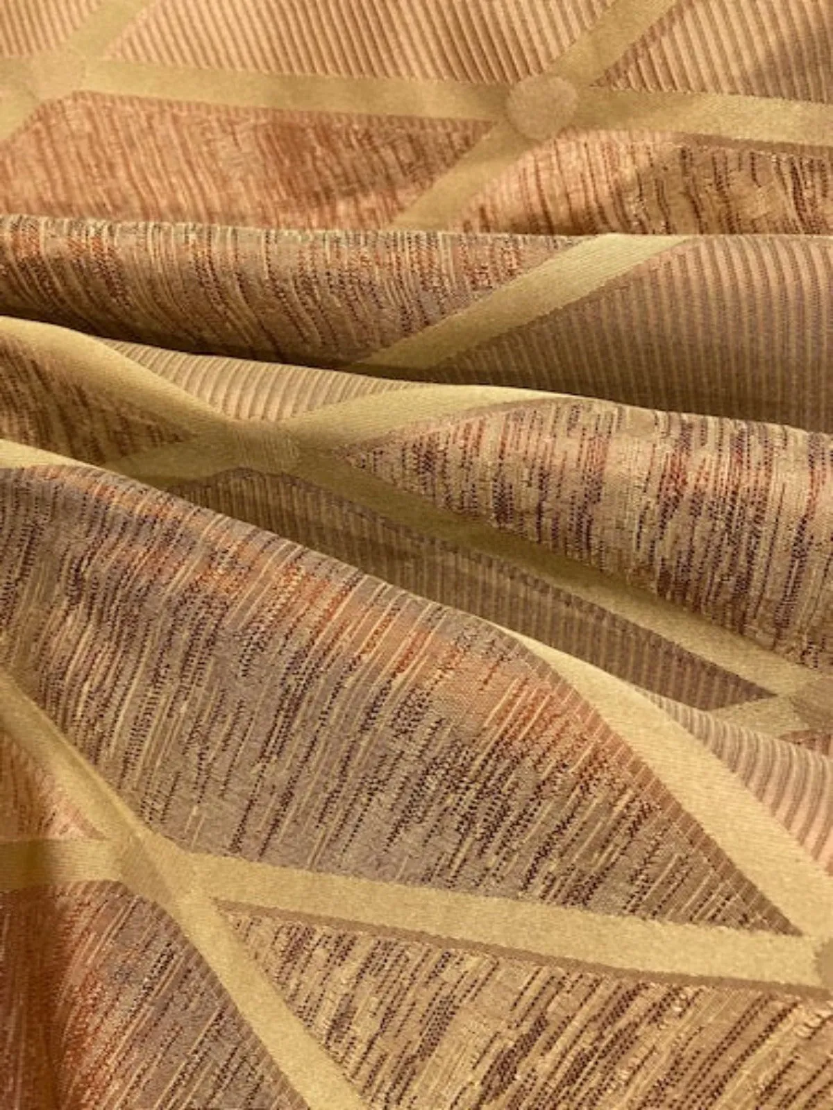 Orange & Gold Irridescent Diamond Jacquard Heavy Silk