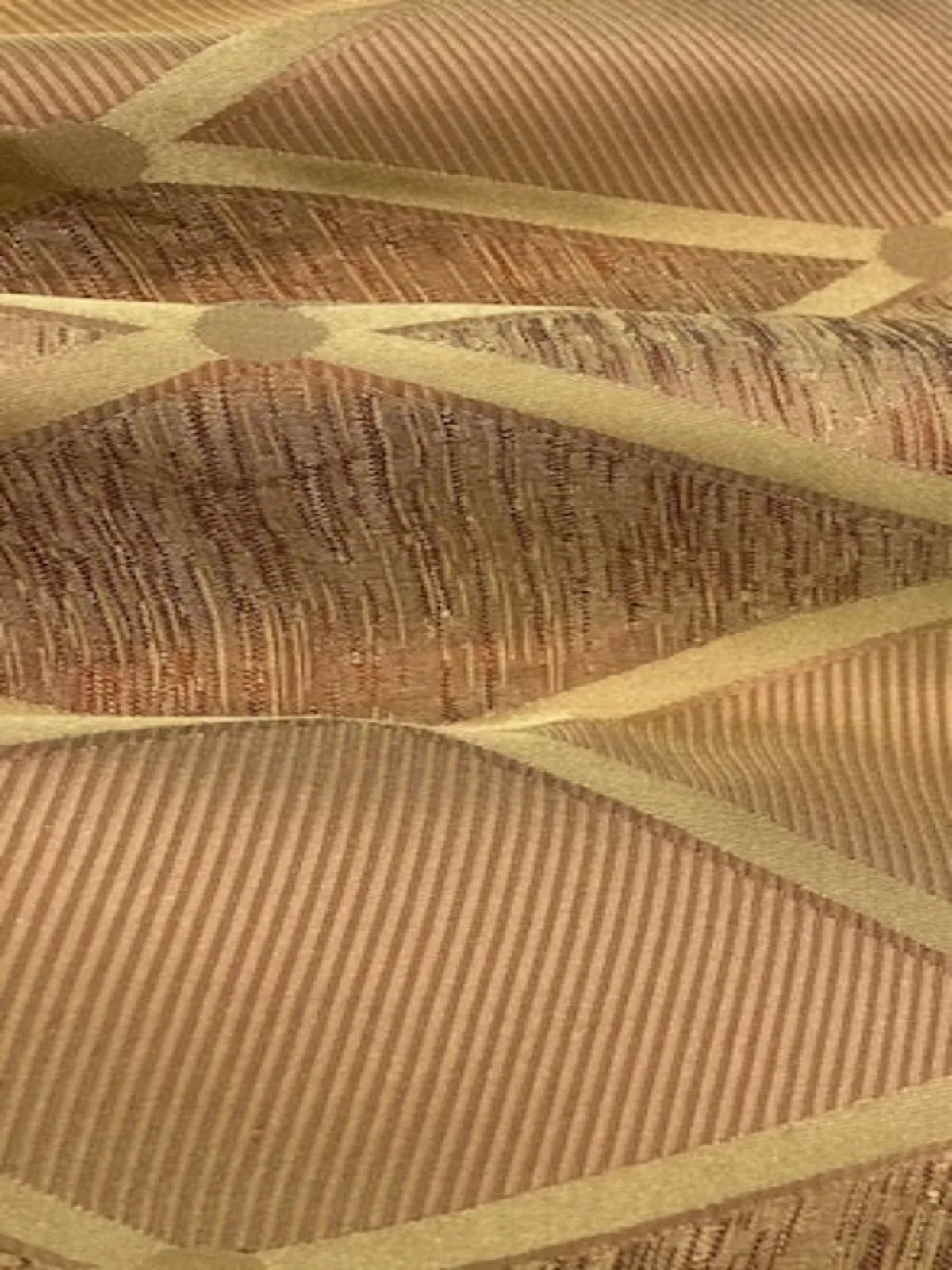 Orange & Gold Irridescent Diamond Jacquard Heavy Silk