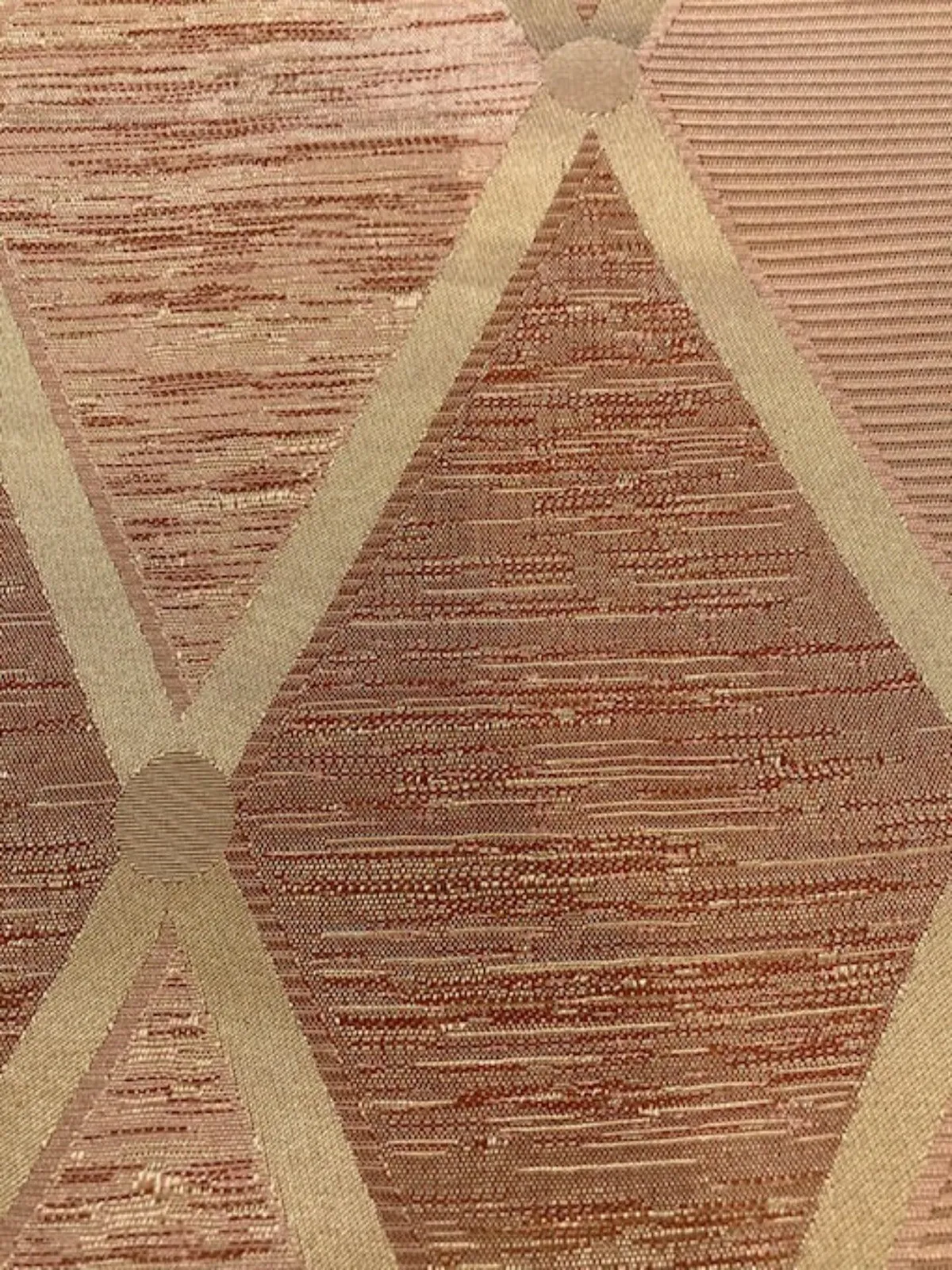 Orange & Gold Irridescent Diamond Jacquard Heavy Silk