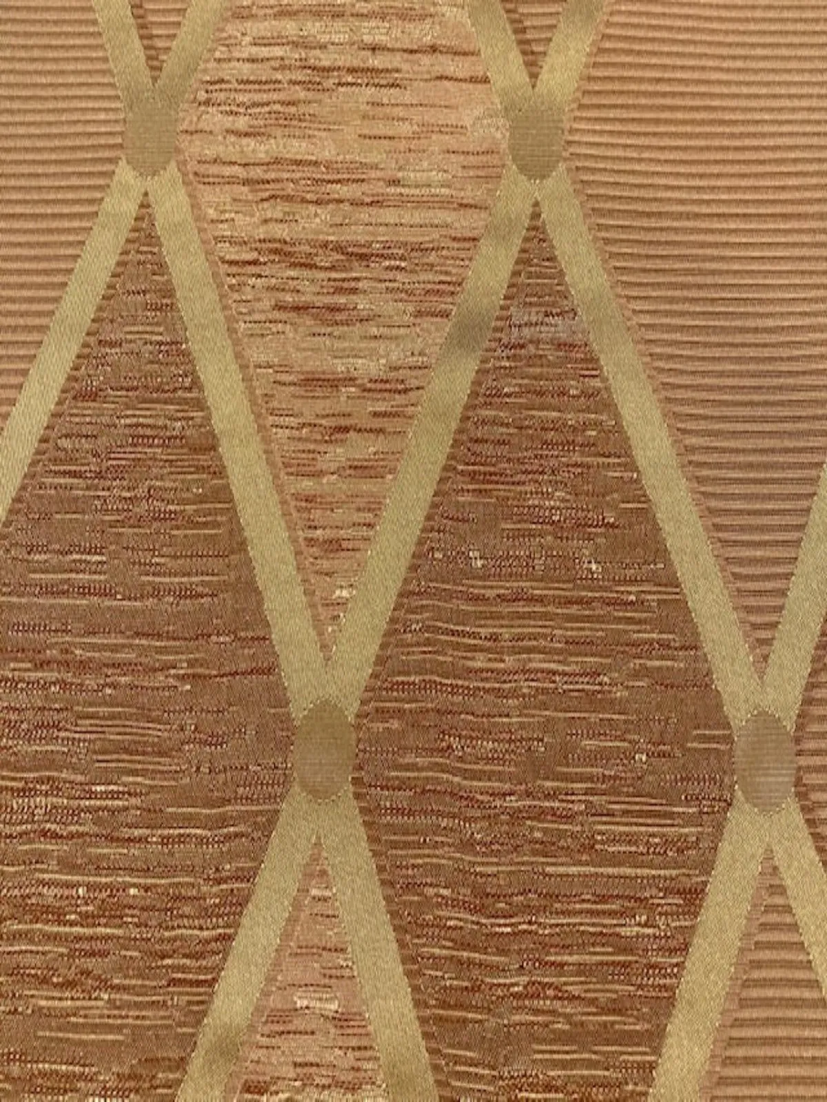 Orange & Gold Irridescent Diamond Jacquard Heavy Silk
