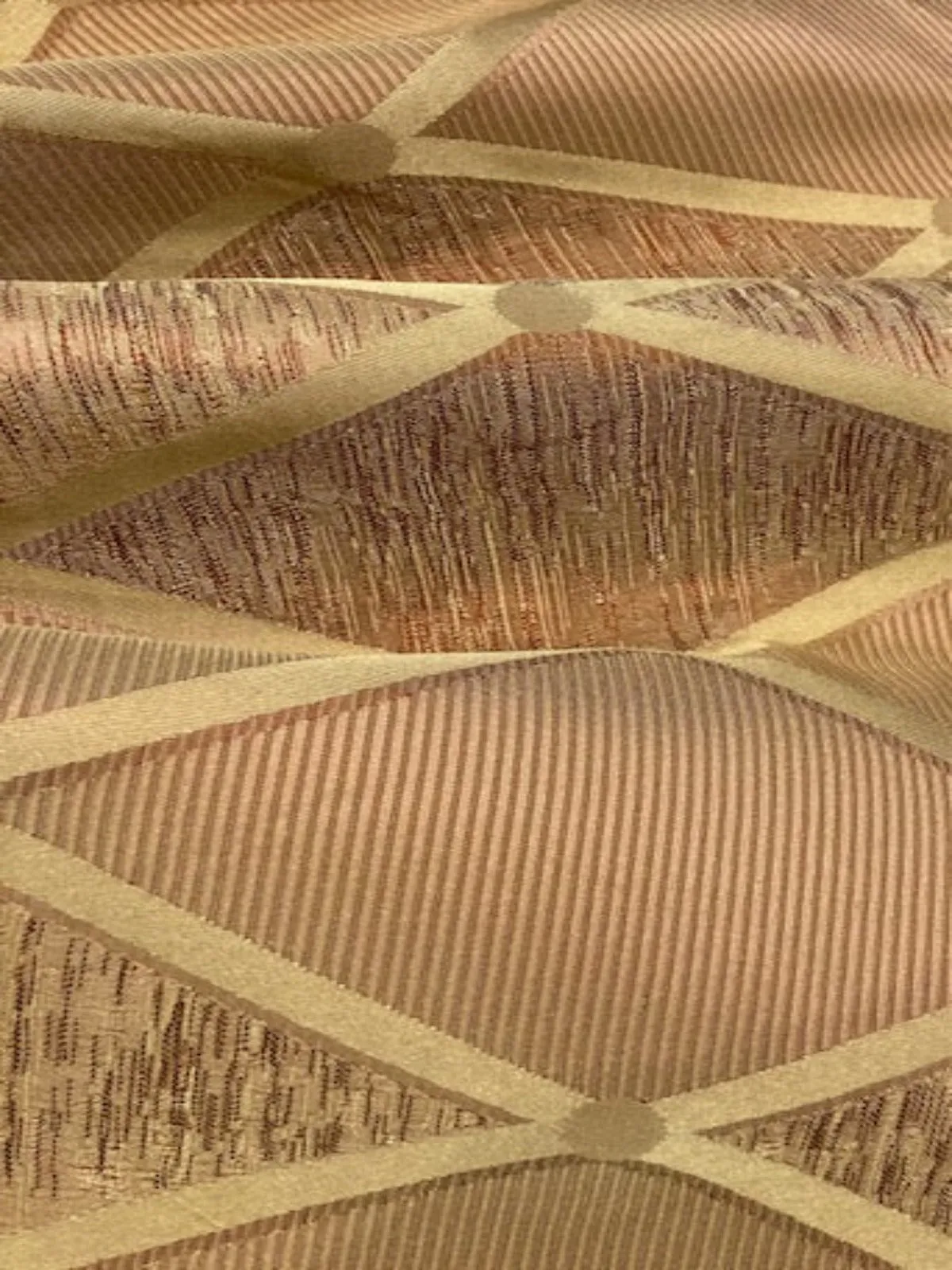 Orange & Gold Irridescent Diamond Jacquard Heavy Silk