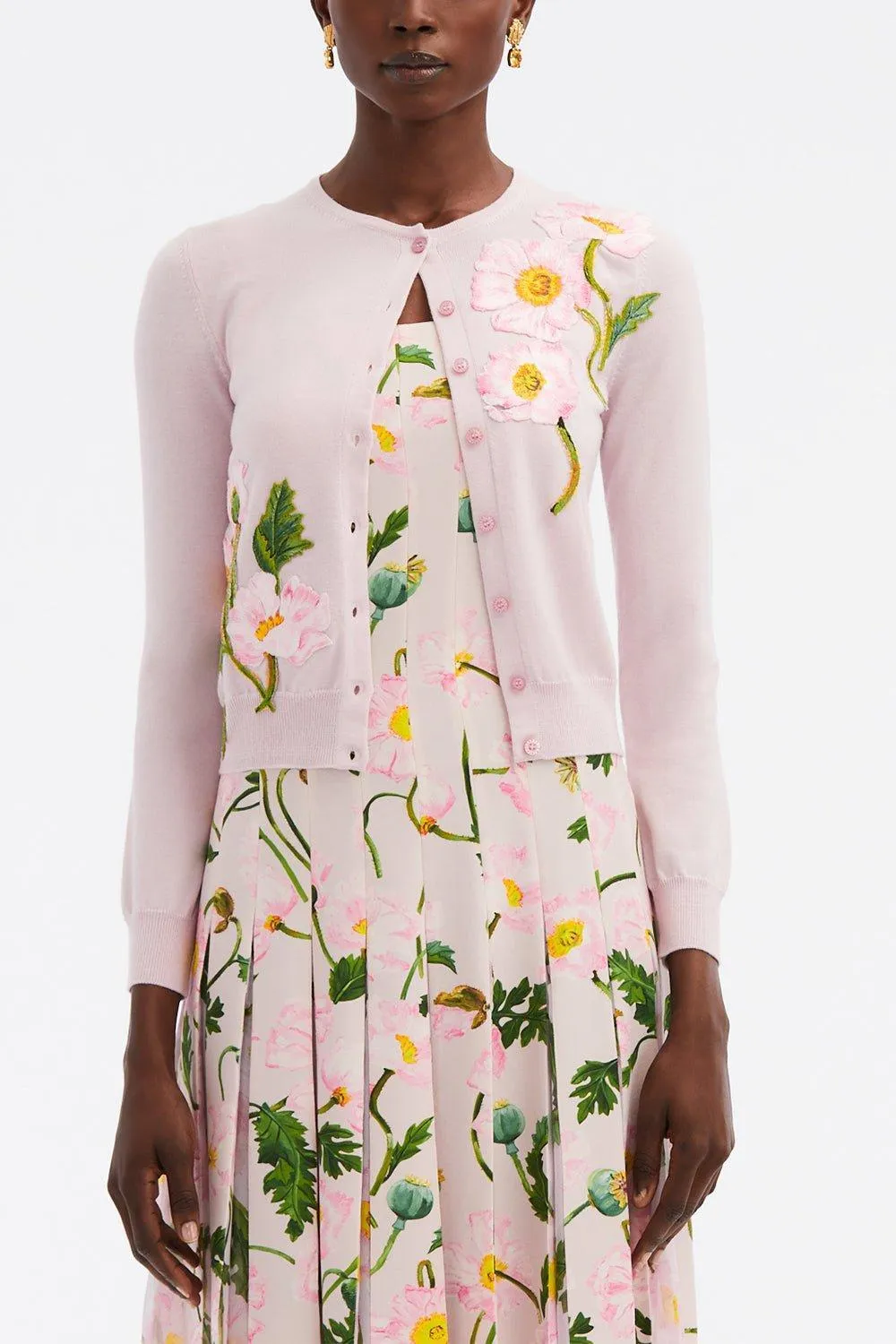 Painted Poppies Embroidered Cardigan