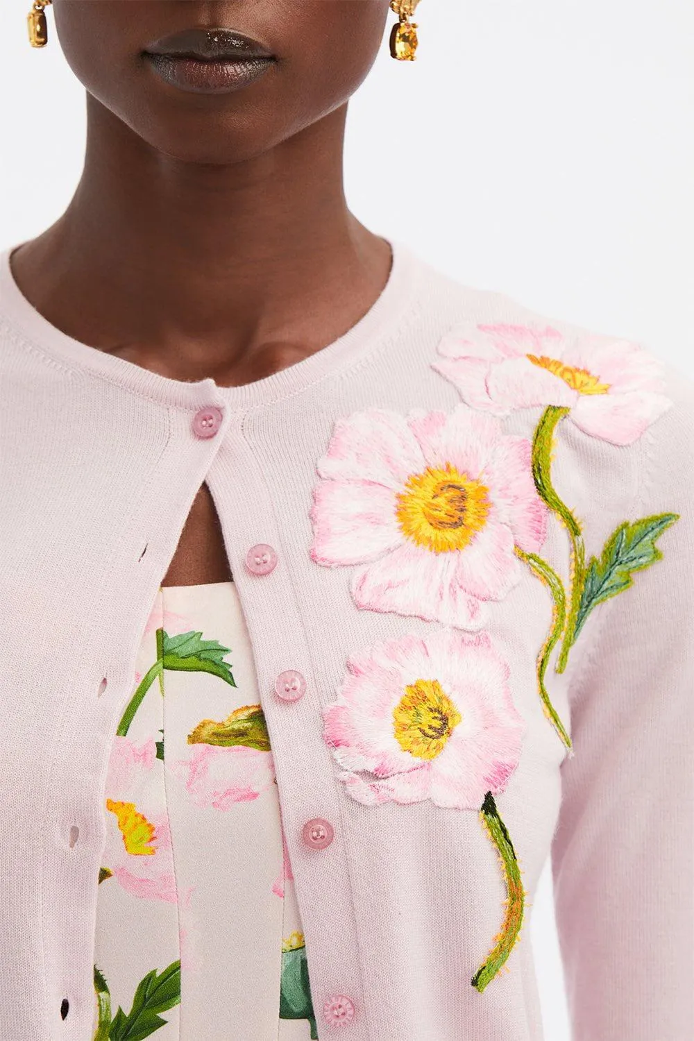 Painted Poppies Embroidered Cardigan