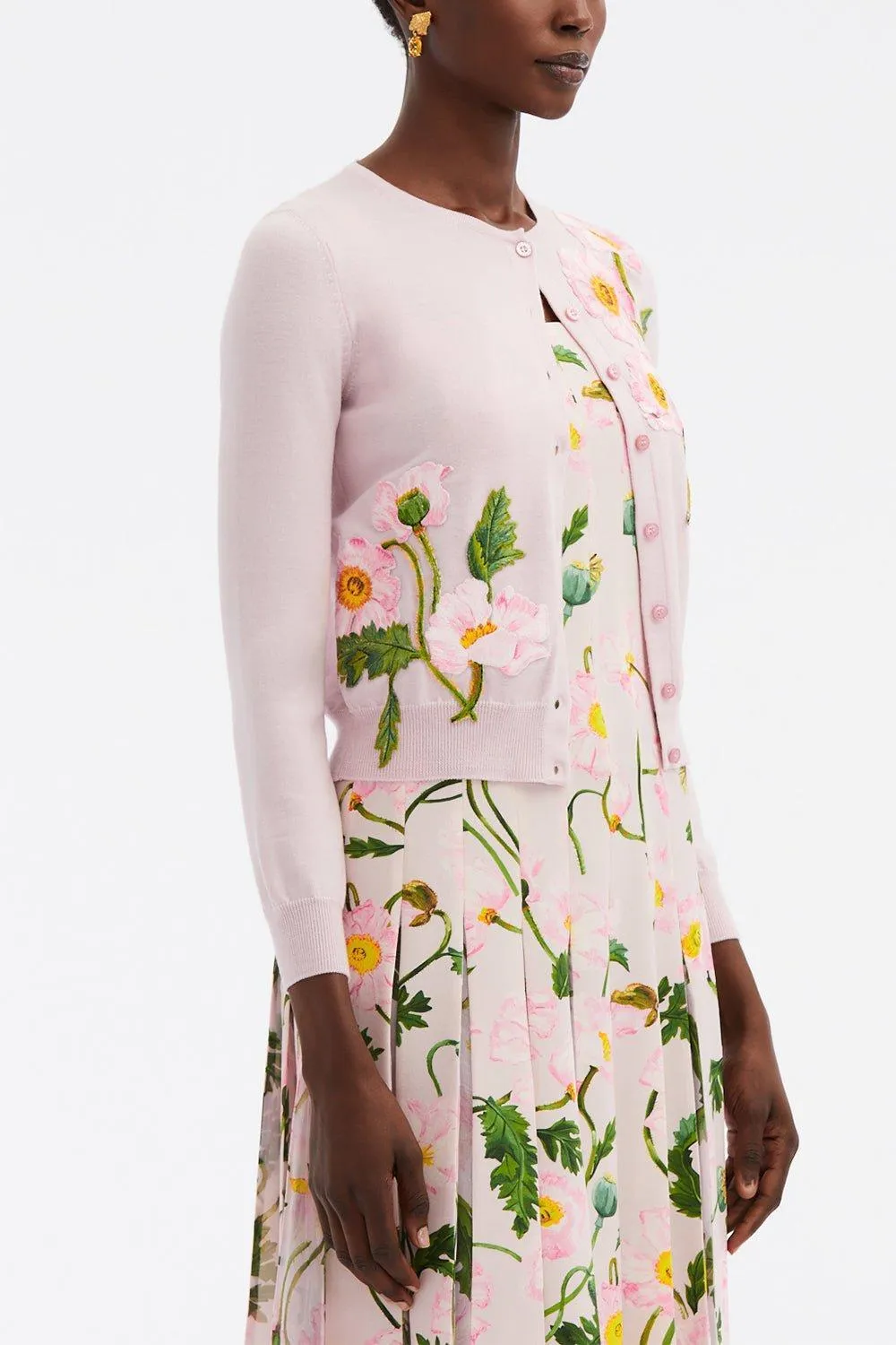 Painted Poppies Embroidered Cardigan