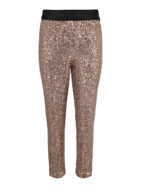 Pamella Roland Stretch Sequin Pant in Light Bronze
