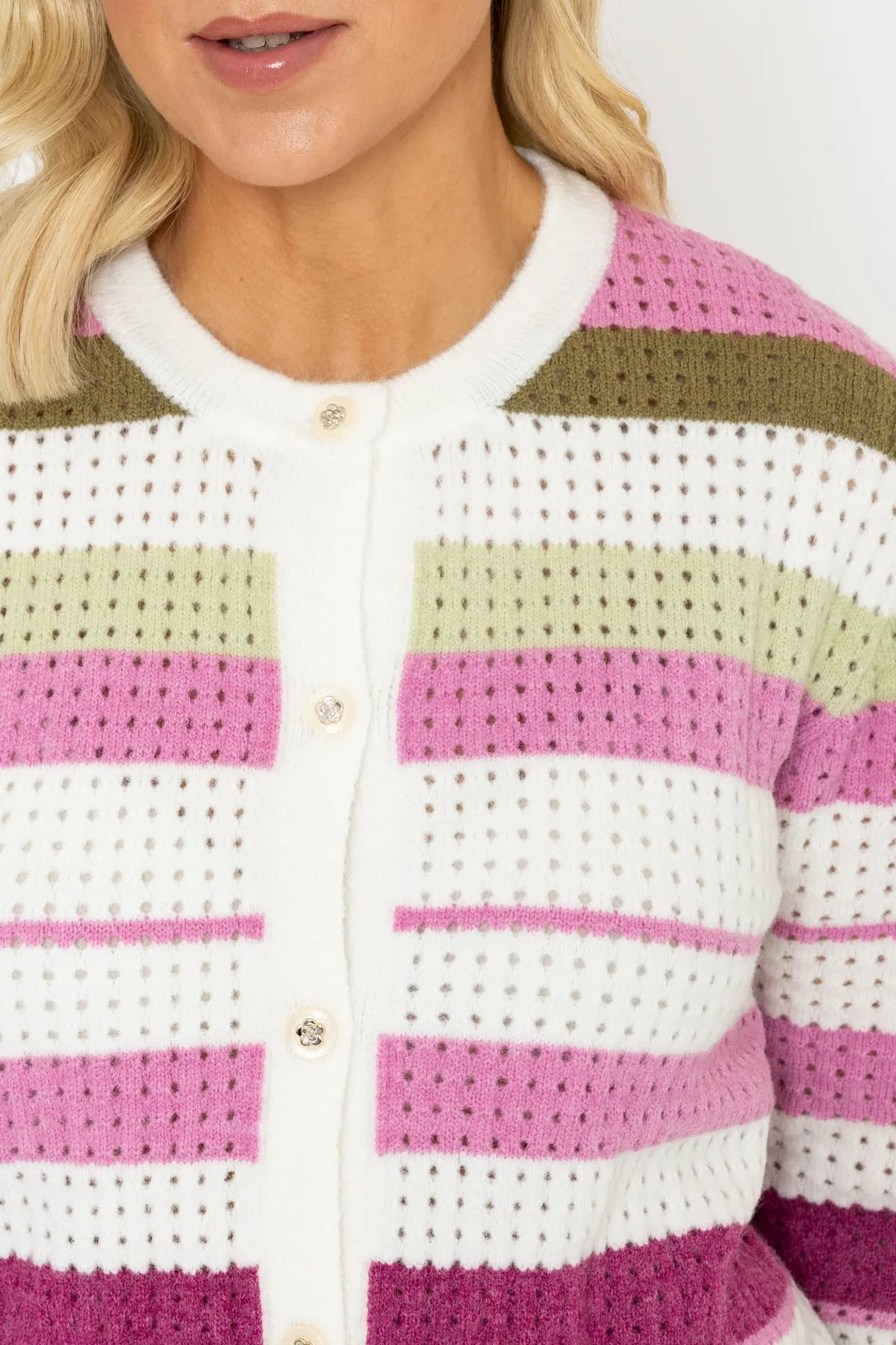 Pink & Green Stripe Cardigan