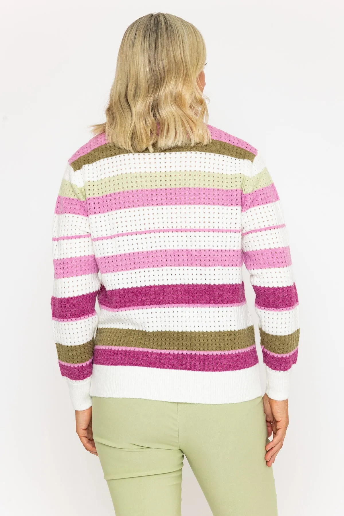 Pink & Green Stripe Cardigan