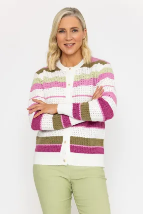 Pink & Green Stripe Cardigan