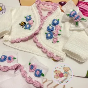 Pink and Blue Cardigan Set
